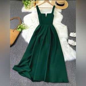 Women's Chic V-cut Lace Up A-line Cami Dress, Elegant Womenswear